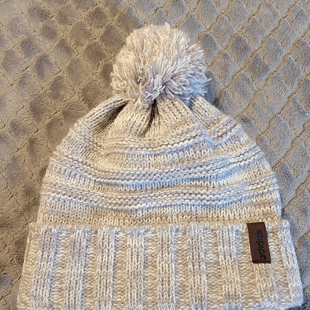 Adidas Light Gray Pom-Pom Beanie